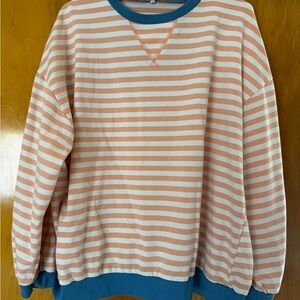 Striped Peach and Blue Sweatshirt